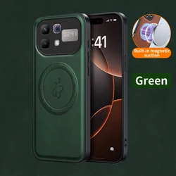 Luxury PU Leather Magnetic Wireless Charging Protective Back Cover Case for Infinix Note 60 Pro (Green)