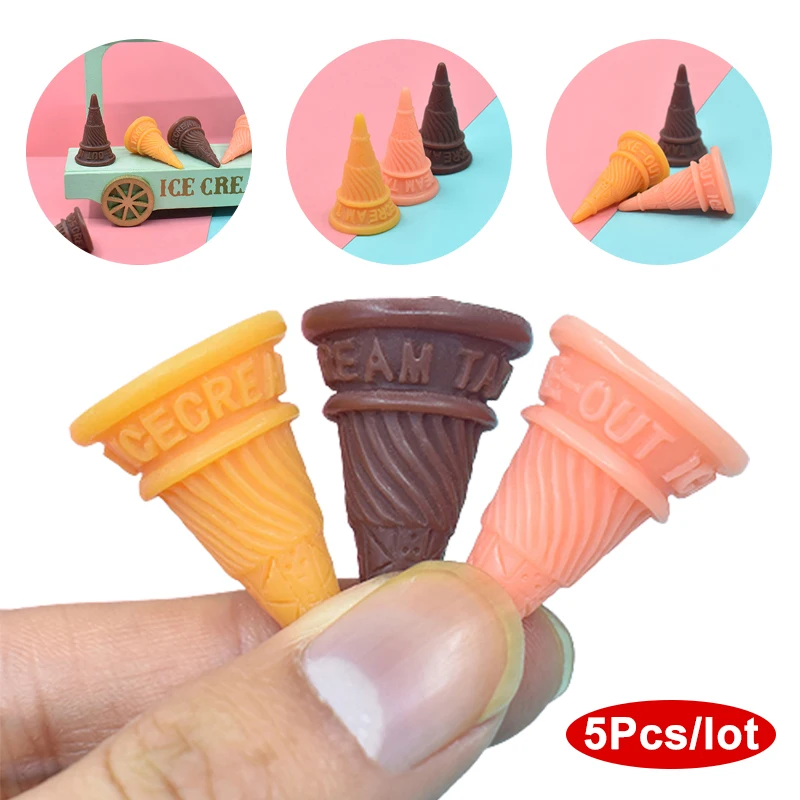 

5 шт., моделирующие конусы для мороженого, база для кукольного домика, мини-модель еды, аксессуары для украшения кукольного домика «сделай сам», игрушка для ролевых игр