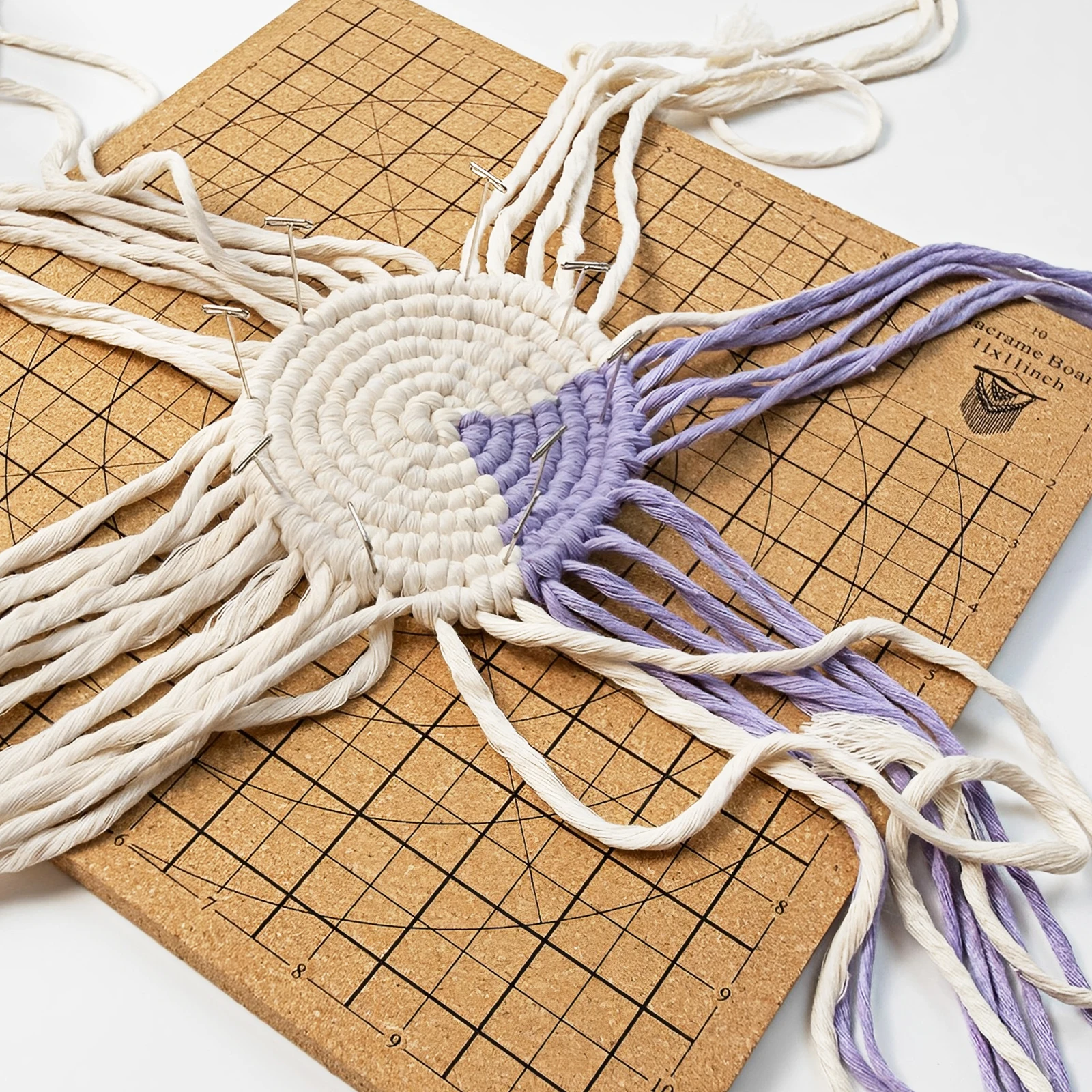 Macrame Board with Grids Double Sided Macrame Project Board with 30 T-pins Reusable Cork Portable Lightweight