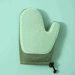 Pet Grooming Glove - Gentle Massage & Hair Remover Tool with Double - Sided Brush (Light green)