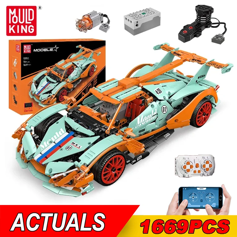 

MOULD KING 13155 13156 Technical Super Sports MOC Apollo IE Racing Car Remote Control Building Blocks Bricks Toys For Kids Gifts