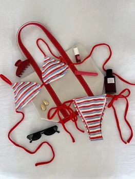 Women's Sexy Push-Up Two-Piece Swimsuit 2026 Bathing Suit Micro Beachwear Stripe Bikini Set Swimwear Trendy Mciro