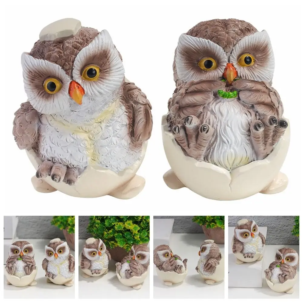 

Cute Eggshell Baby Owl Statues Creative Simulation Owls Statues Waterproof Handmade Garden Ornaments