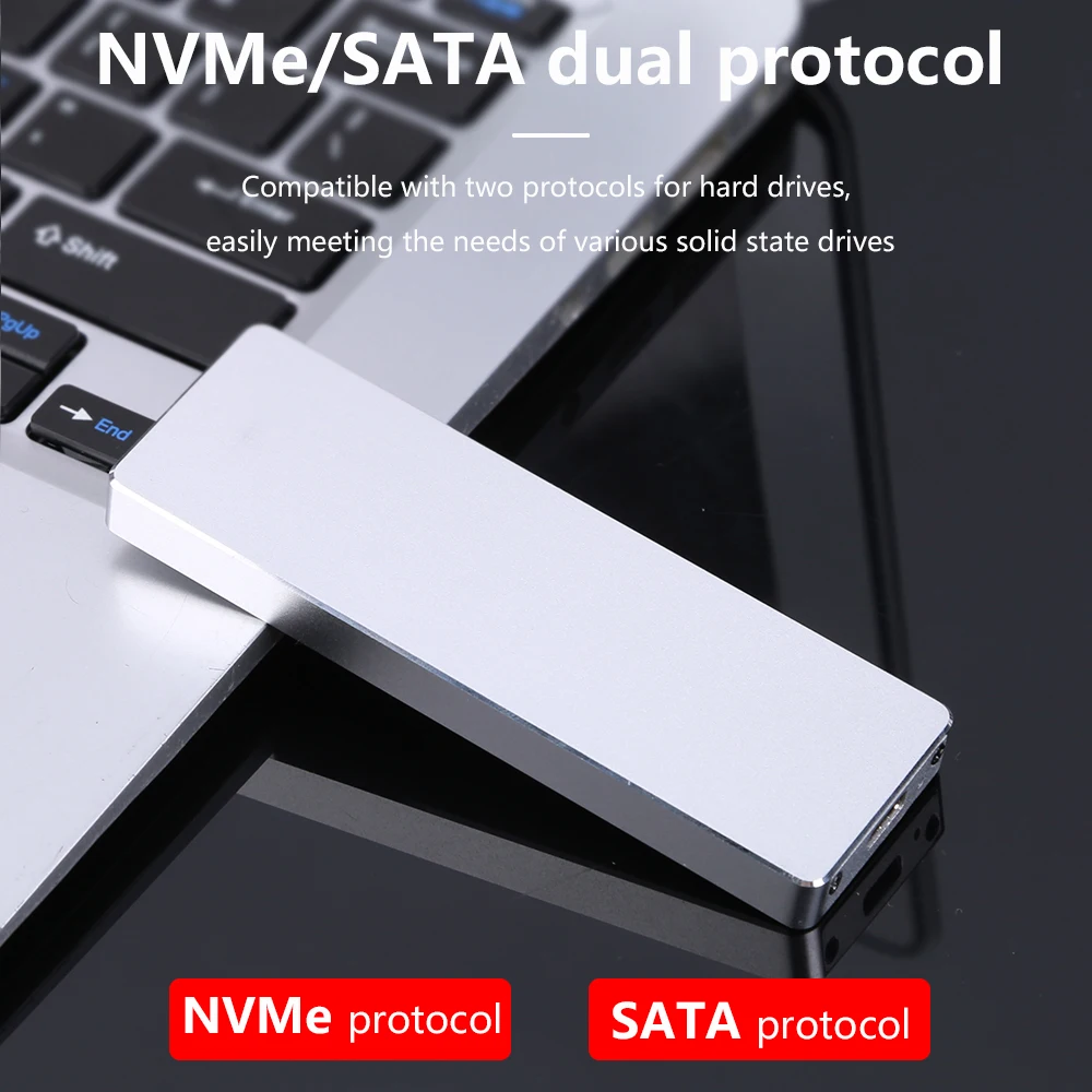 TISHRIC M2 SSD Case M.2 Nvme SATA SSD Enclosure NVME SATA Dual Protocol 10Gbps USB 3.1 Gen2 USB C Supports M and B&M Keys