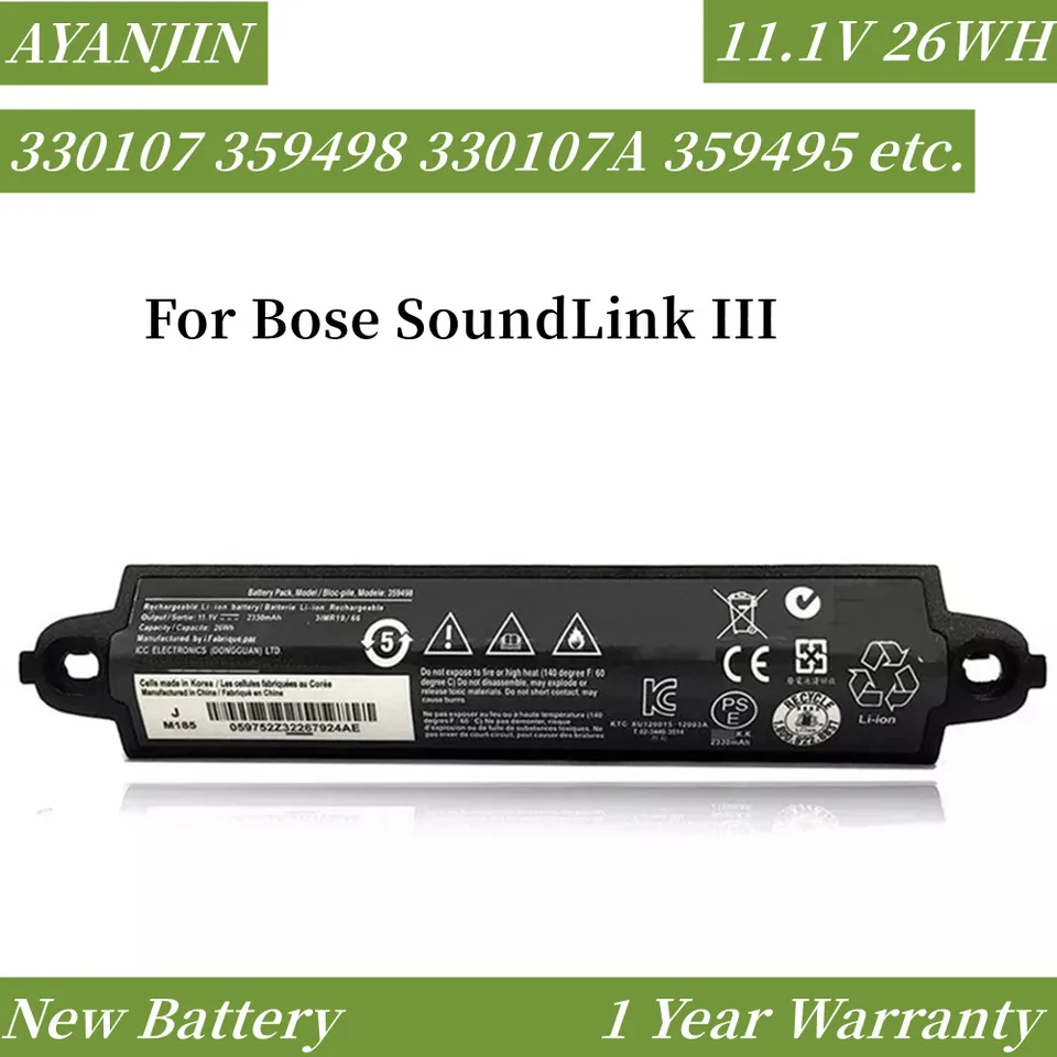 26WH 359498 Battery For Bose SoundLink III 330107A 359495