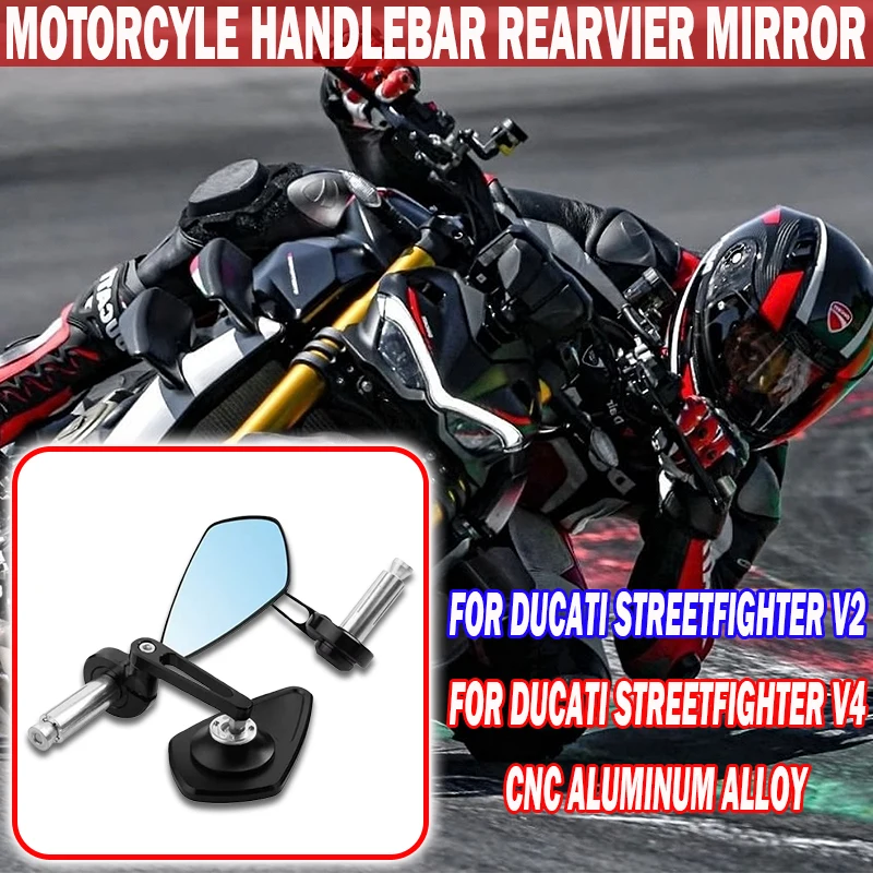 アルミ製オートバイハンドルバーエンドミラー,CNC,ドゥカティ