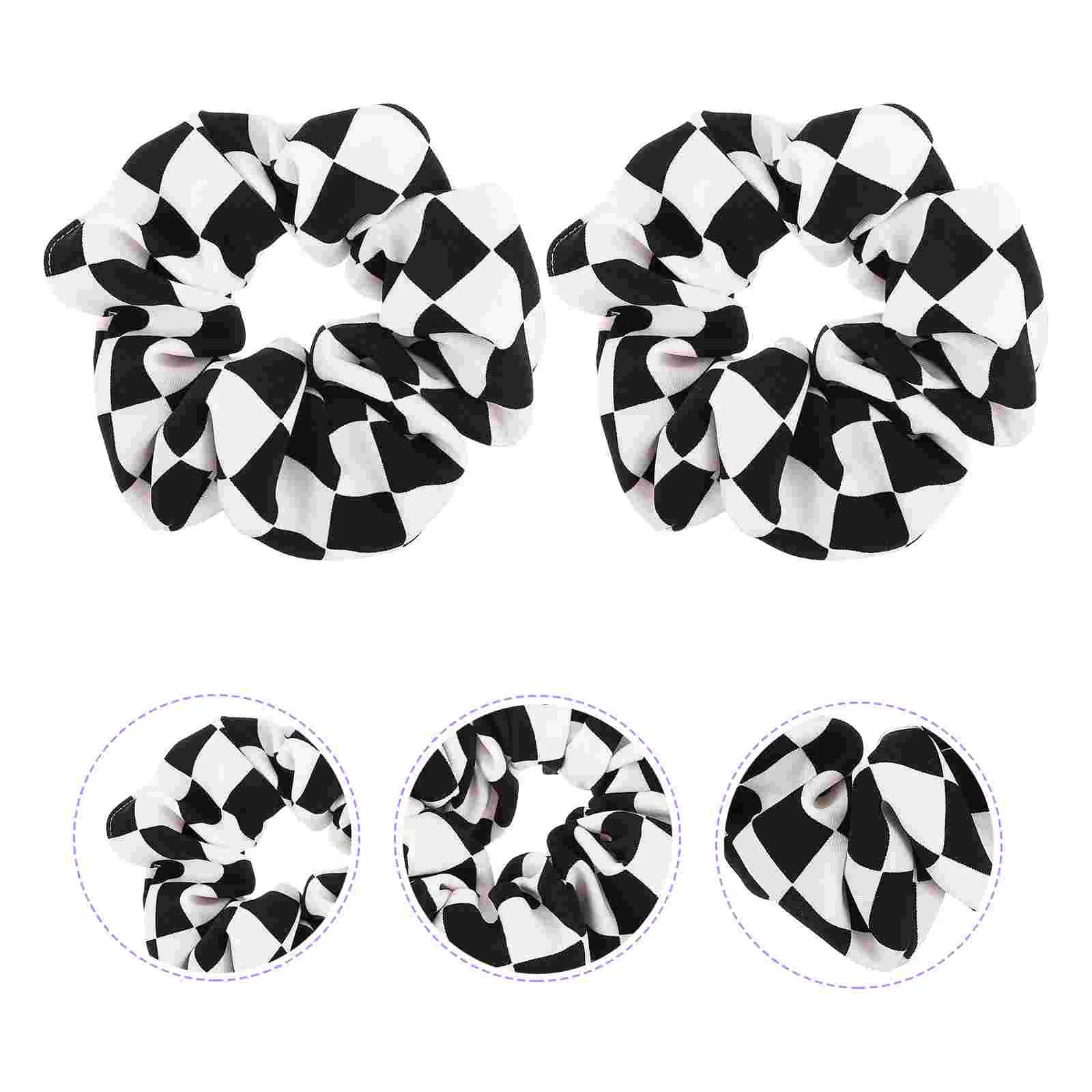 

Women Scrunchies Chessboard Pattern Hair Rope Women Elastic HairBlack Girl Hair Accessories Elastics Scrunchy Bobbles Large