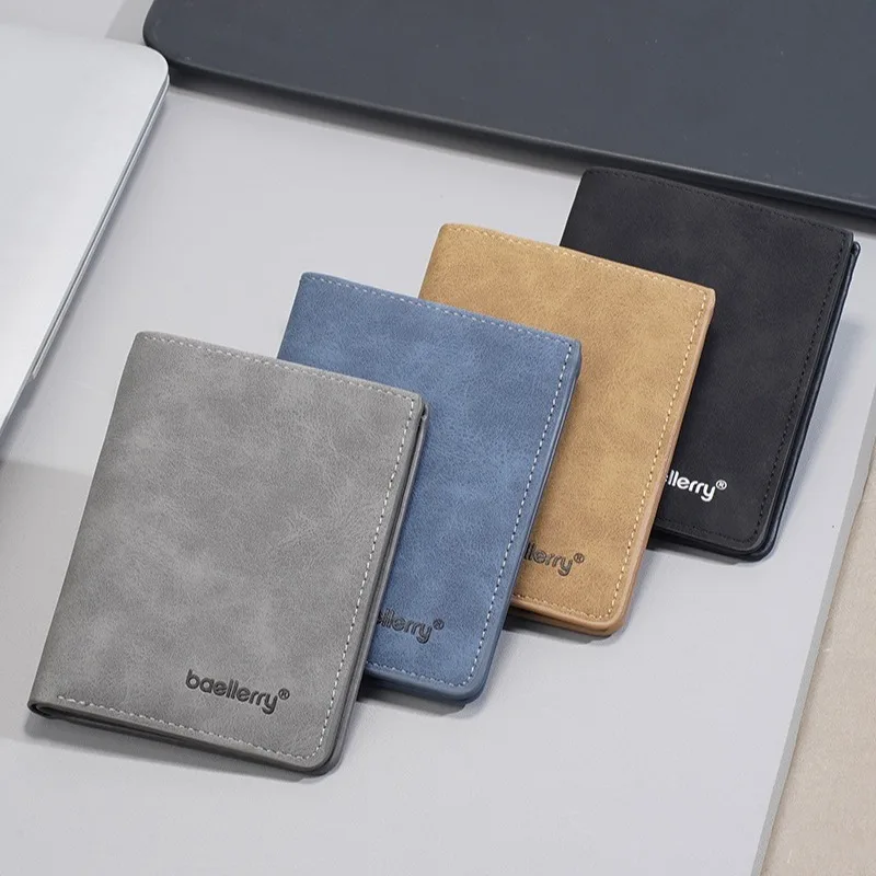 New Short Men's Wallet High Quality Card Clips Minimalist Frosted Wallet with Multiple Card Slots Casual Wallet for Male Gifts