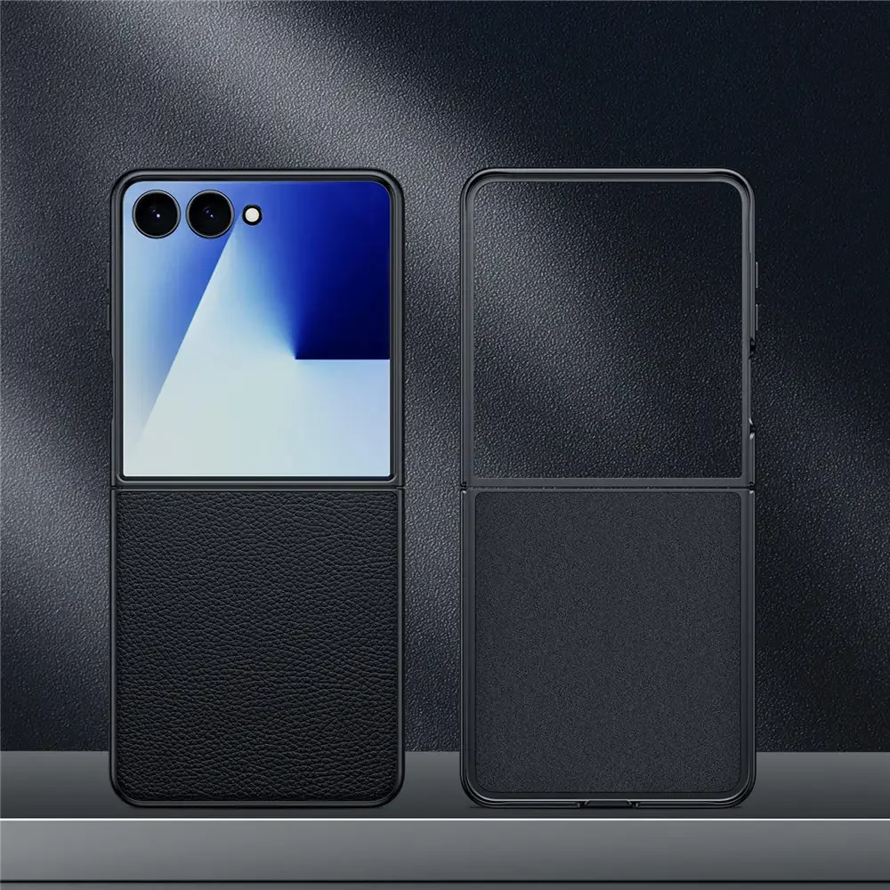 Premium Genuine Cowhide Leather Litchi Pattern Business Armor Shockproof Back Cover