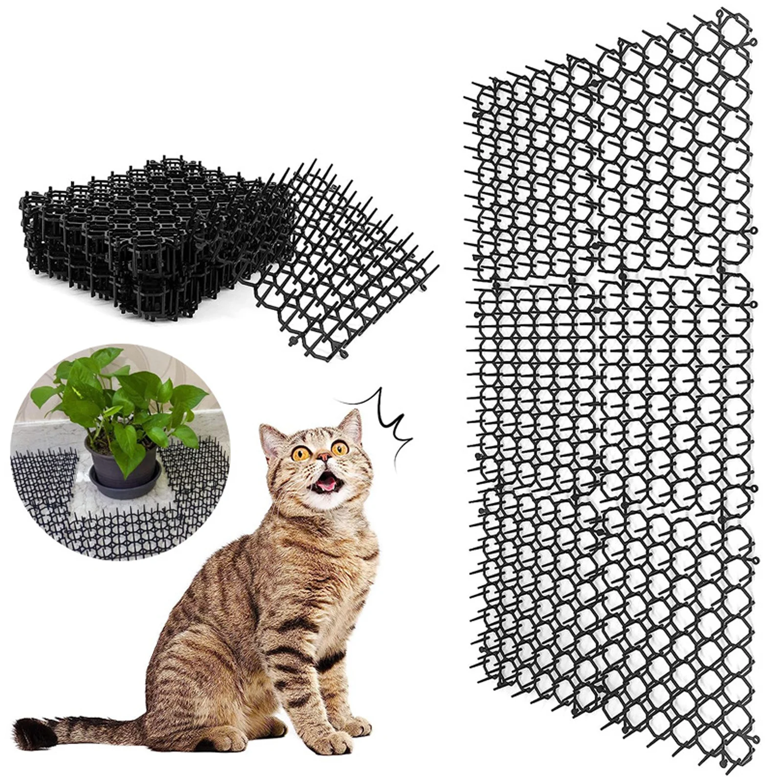 Cat Deterrent Mat Animal Barrier Dog Scat Mat Bend Arbitrarily Strong Toughness PP for Cars for Outdoor Places