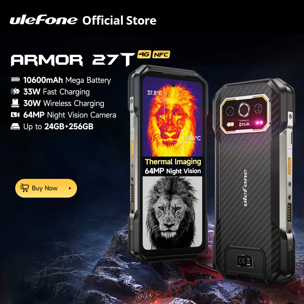 UlefoneArmor27T4G10600mAhRuggedPhoneAndroid14Smartphone24GB+256GB6.78"FHD+120Hz64MPNightVisionCameraNFC-AliExpress509