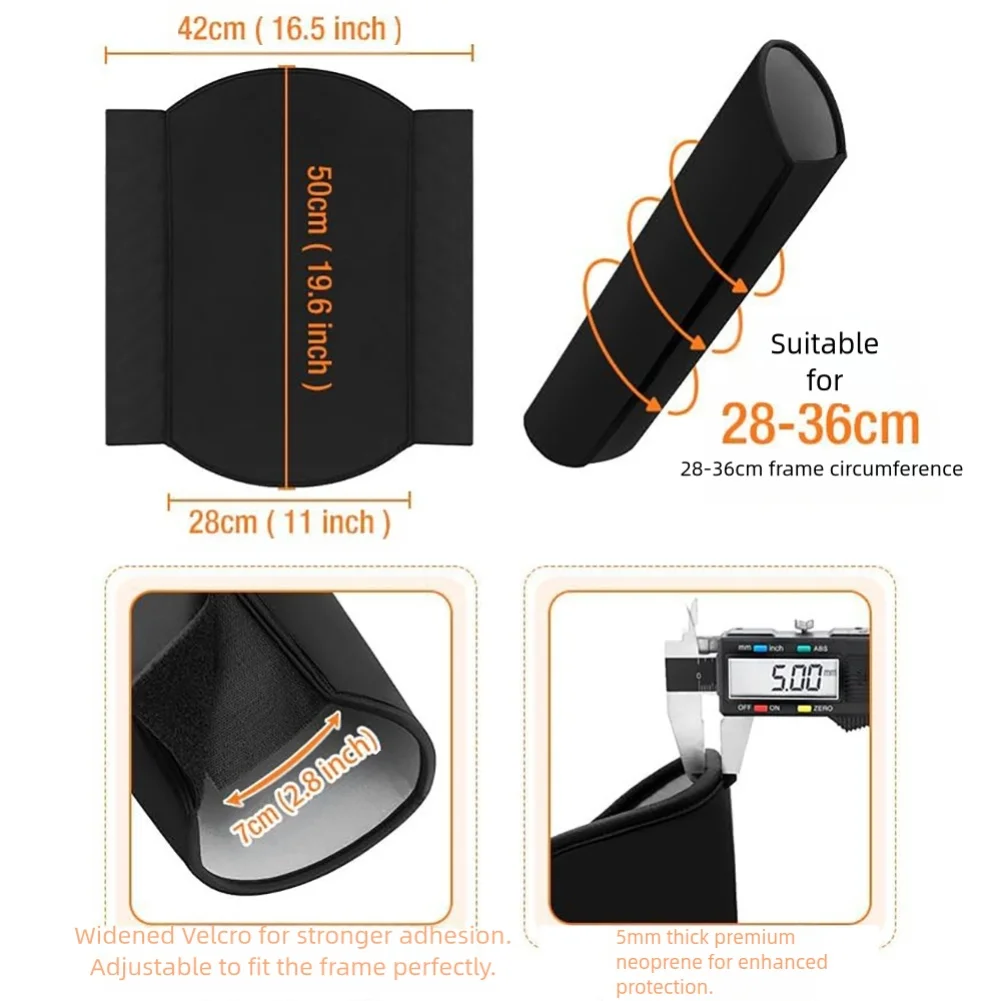 SPORTARC insulated neoprene weatherproof ebike battery cover sleeve in matte black  Thermal neoprene ebike battery protective cover installed on downtube frame