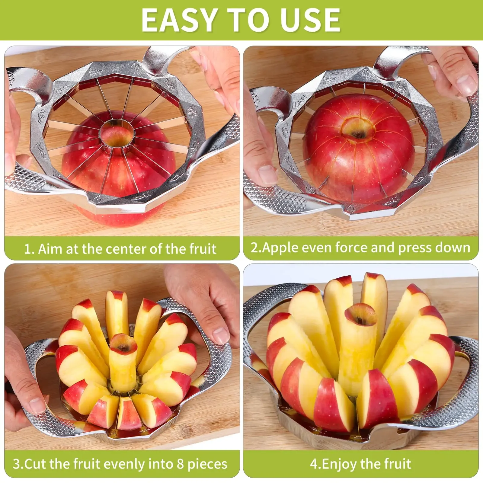 Upgraded 12 Blades Apple Slicer and Corer,Stainless Steel Ultra-Sharp Fruit Slicer Cutter Tools Kitchen Accessories 4