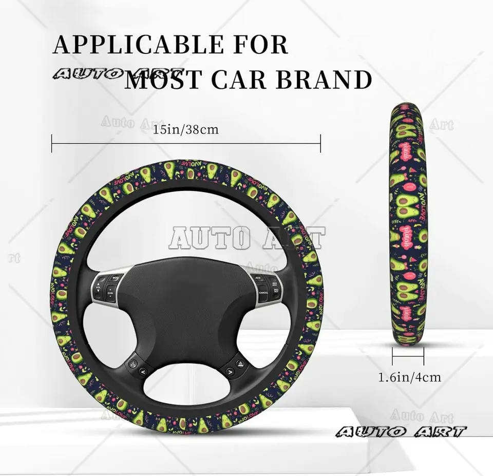 Coprivolante Universale In Neoprene – Diametro 38 Cm, Antiscivolo – Colore Rosa E Nero – Adatto Alla Maggior Parte Delle Auto (14.5-39 Cm) – Confezione 1 Pezzo - 5