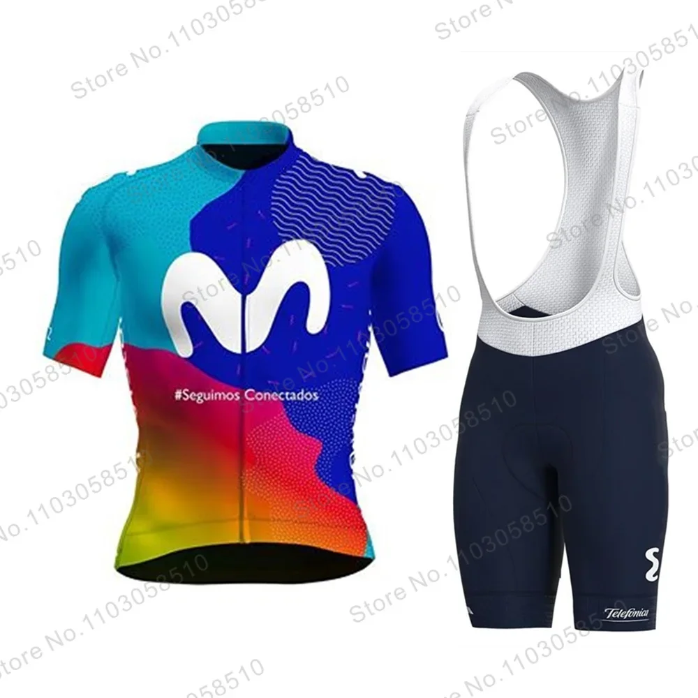 Movistar 사이클링 저지 세트, 여름 사이클링 의류, MTB 자전거 반팔 셔츠, 산악 자전거 의류