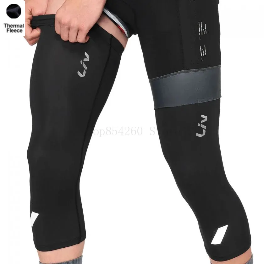 Liv Winter Cycling Knee Warmers Pro Team Thermal Fleece Windproof Soft Shell Leg Sleeve Breathable Mtb Bike Protect Cover Men cycling leg warmers