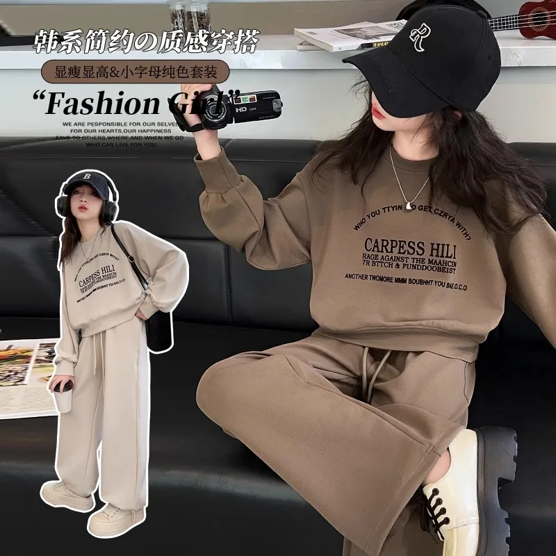 55647-a53395.jpg Girls Clothing Letter Sweatshirt Tracksuit Set Oversized Top And Wide Leg Pants