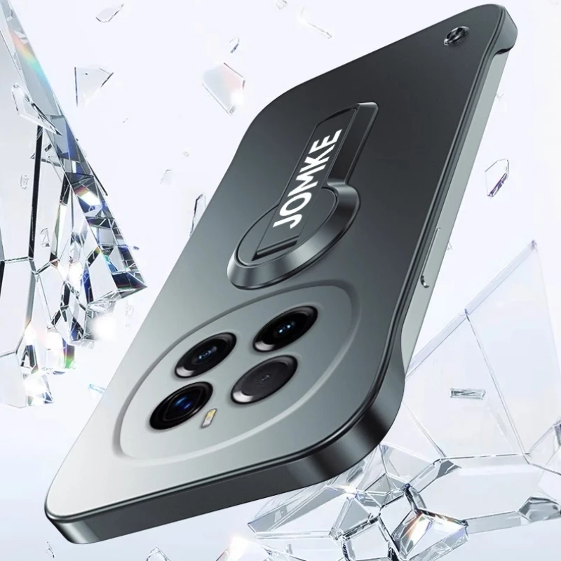 Frameless Metallic Shockproof Phone Case with Bracket and Bumper Design