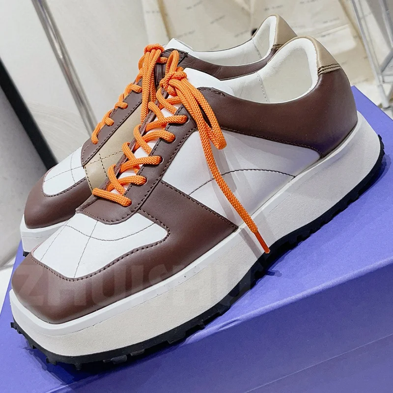 

Women Flat Shoes Spring Autumn Genuine Leather Upper Cross Tied Design Mixed Colors Casual Shoes Personality Versatile Loafers