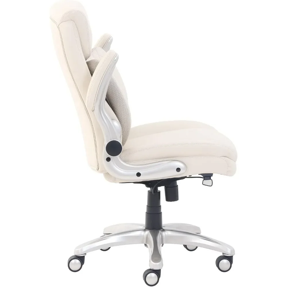 Ergonomic Executive Office Desk Chair with Flip-up Armrests, Adjustable Height, Tilt and Lumbar Support, Grey Bonded Leather 3