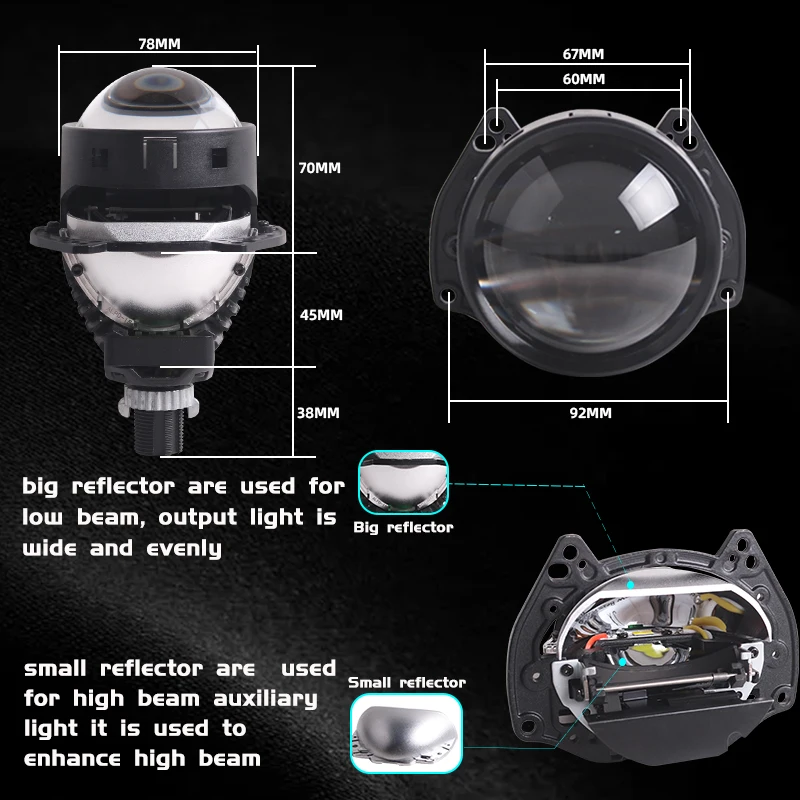 SANVI 3인치 앱 제어 스마트 바이 LED 렌즈 프로젝터 헤드라이트 120W 3000K-6000K 헬라3R G5 H4 H7 9005 9006 자동차 라이트 개조용