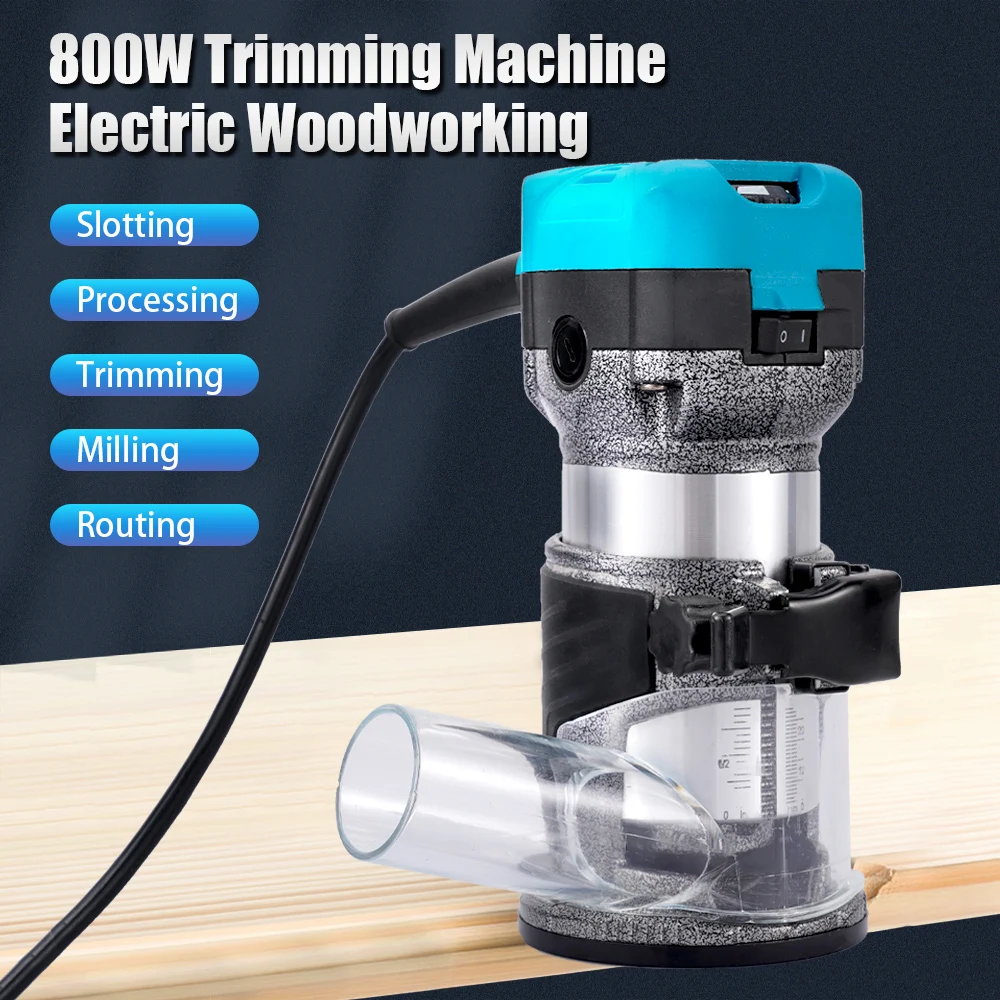 

800W 33000rpm Electric Wood Router Electric Trimmer Woodworking Milling Engraving Slotting Trimming Machine Carving Router Tool