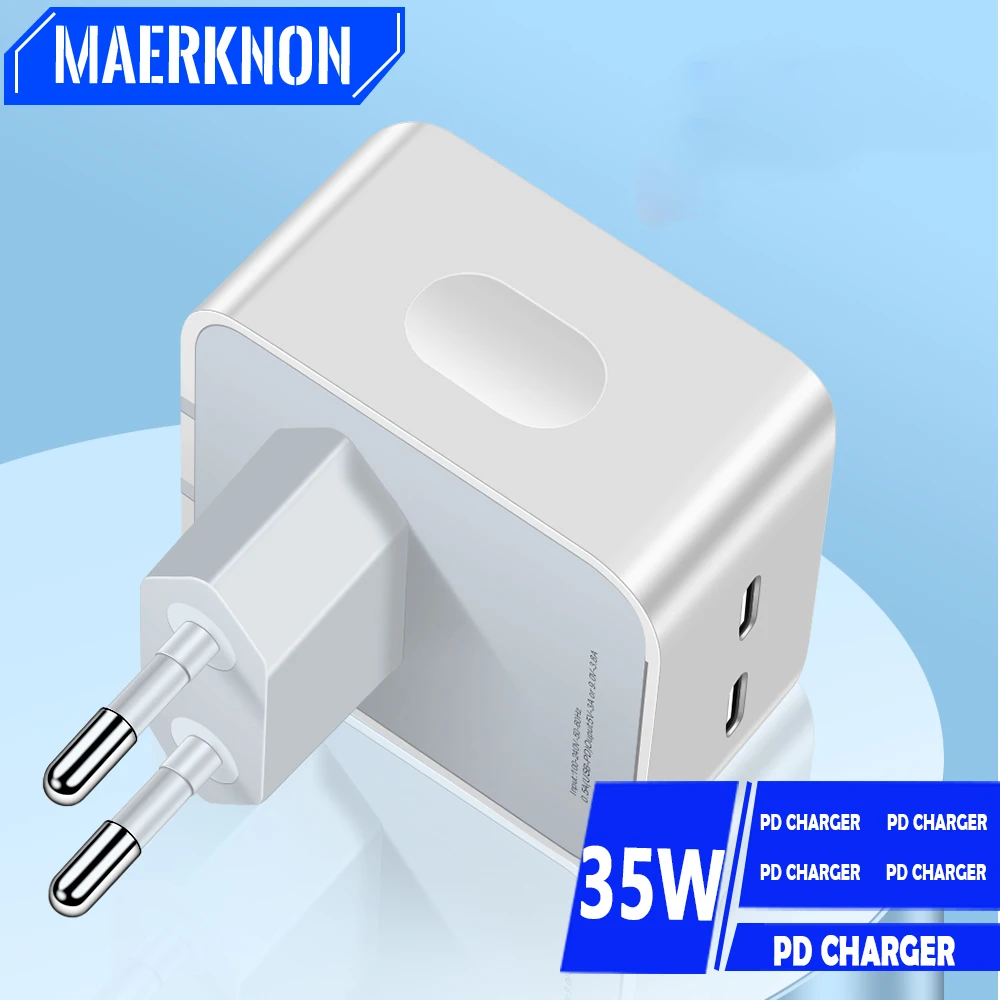 

PD 35W USB C Charger Dual Ports Type C Charger Fast Charger For IPhone 13 14 Pro Max 15 Xiaomi Mobile Phone Charger Quick Charge