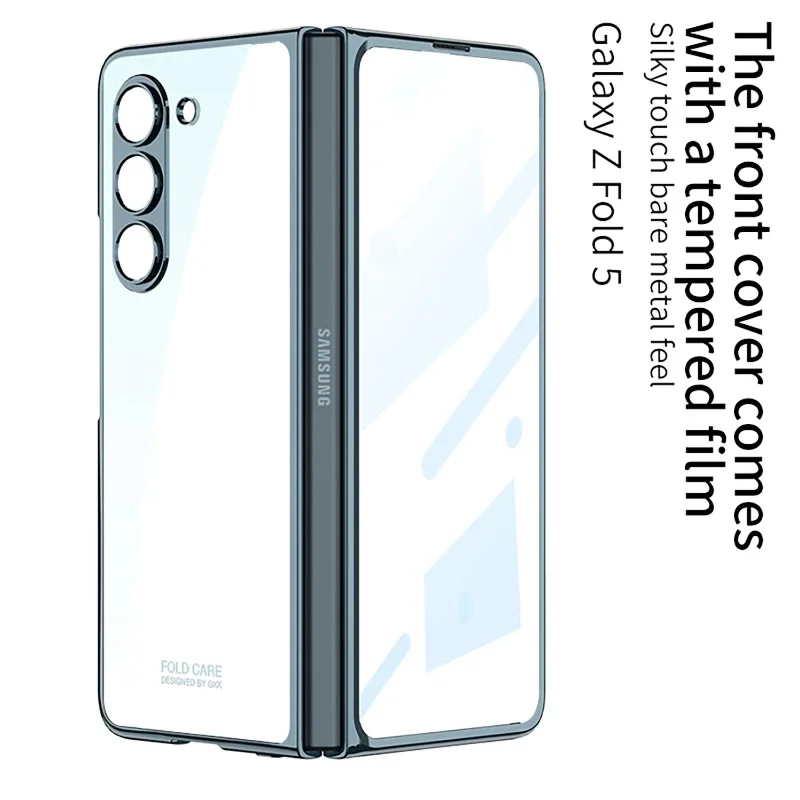 Luxury Electroplated Transparent Shockproof Hard Back Cover with Tempered Glass