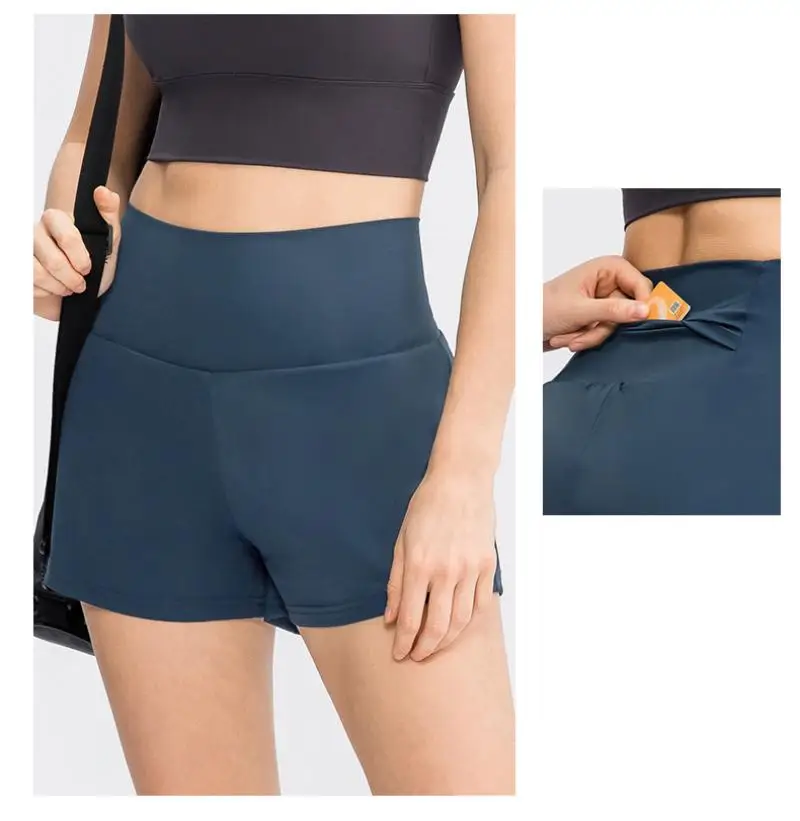 Women Sport Shorts Loose High Waist Sexy Fitness Running Dance Yoga Tennis Golf Fake Two-piece Anti- Embarrassment Shorts MM409