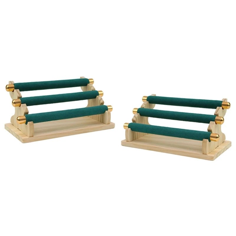 

2 шт., подставка для ювелирных изделий с тремя элементами, держатель для колец, подставка для витрины для ювелирных изделий T-Bar и зеленый Органайзер