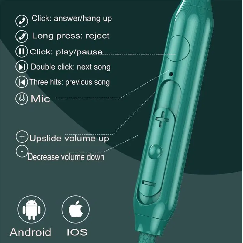 Wired Headphones With Microphone Wire-Controlled Metal In-Ear Headphones Music Sport Earphones Gaming Headset Volume Control