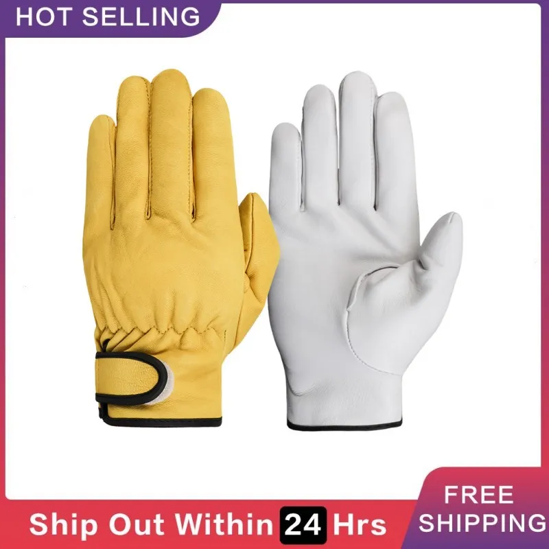 Premium Sheepskin Leather Work Gloves - Durable & Wear-Resistant for Safety and Versatility