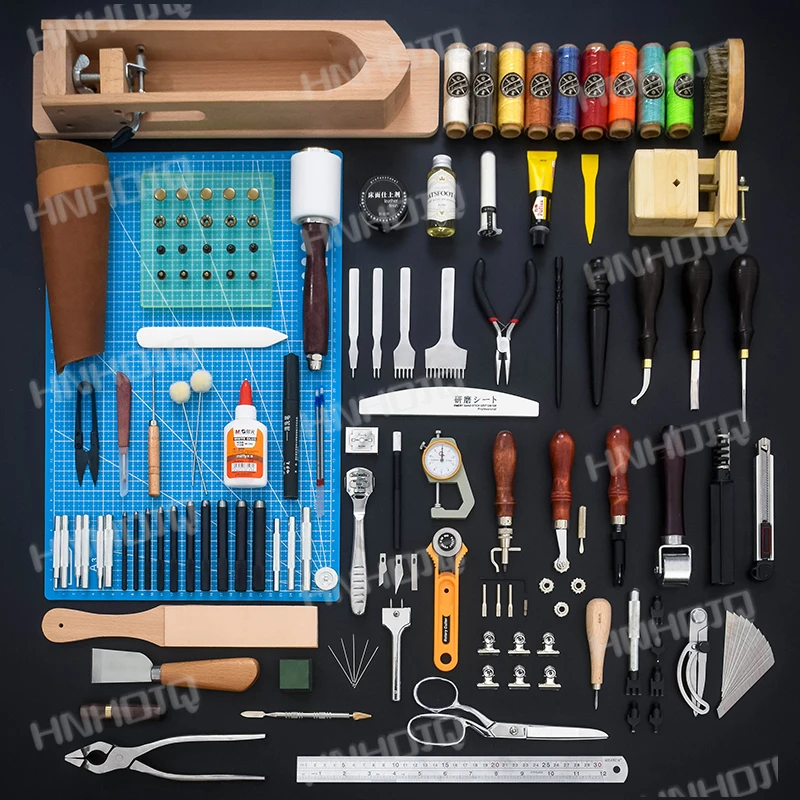 

[Professional Edition] Handmade Leather DIY Tools Suit Hand Sewing Leather Art Leather Tools Homemade Wallet Bag Production