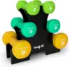 Coated Dumbbell Hand Weight Sets Multiple Weight Options with Rack Anti roll Anti Slip Hexagon Shape 3-5-8lb
