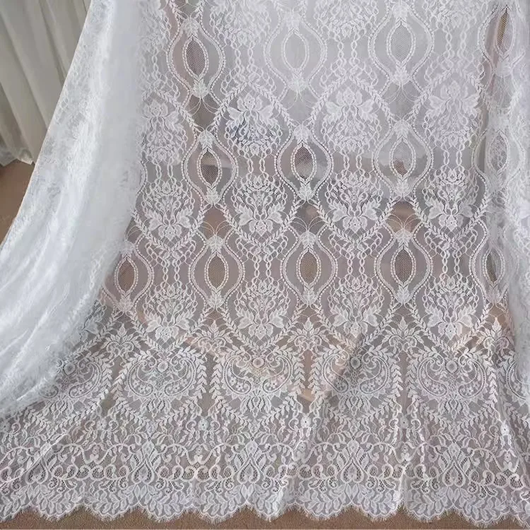 

High-grade heavy white press yarn eyelash lace clothing wedding dress material DIY home accessories