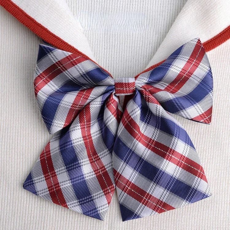 Women Bowtie School Uniform Ribbon Led Rope Necktie Handmade Shirt Butterfly
