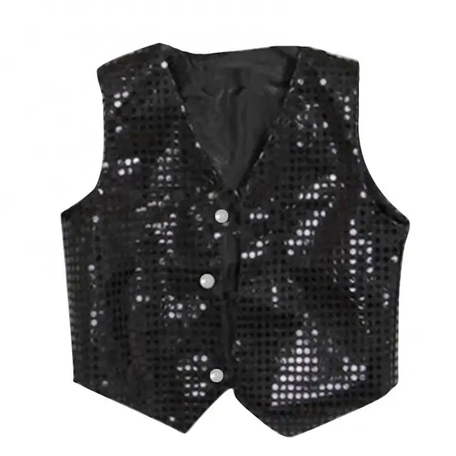 Gilet Con Paillettes Per Bambini Unisex - Hip Hop, Teatro, Danza, Feste (7-14 Anni) - Foto 2