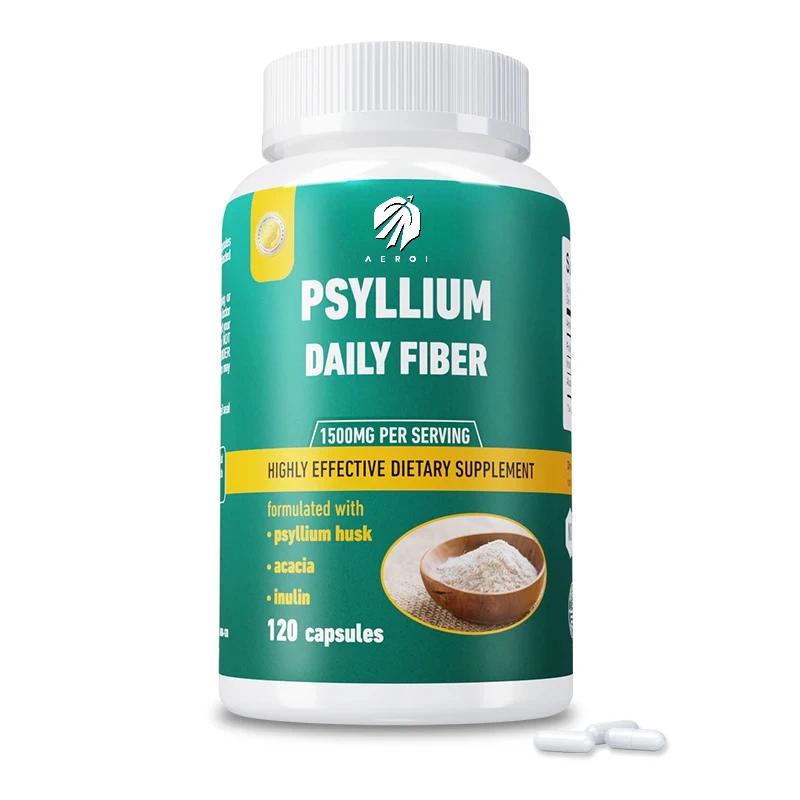 Psyllium Husk Capsules Good for Intestinal Health Detox Digestive System Improve Constipation Accelerate Metabolism