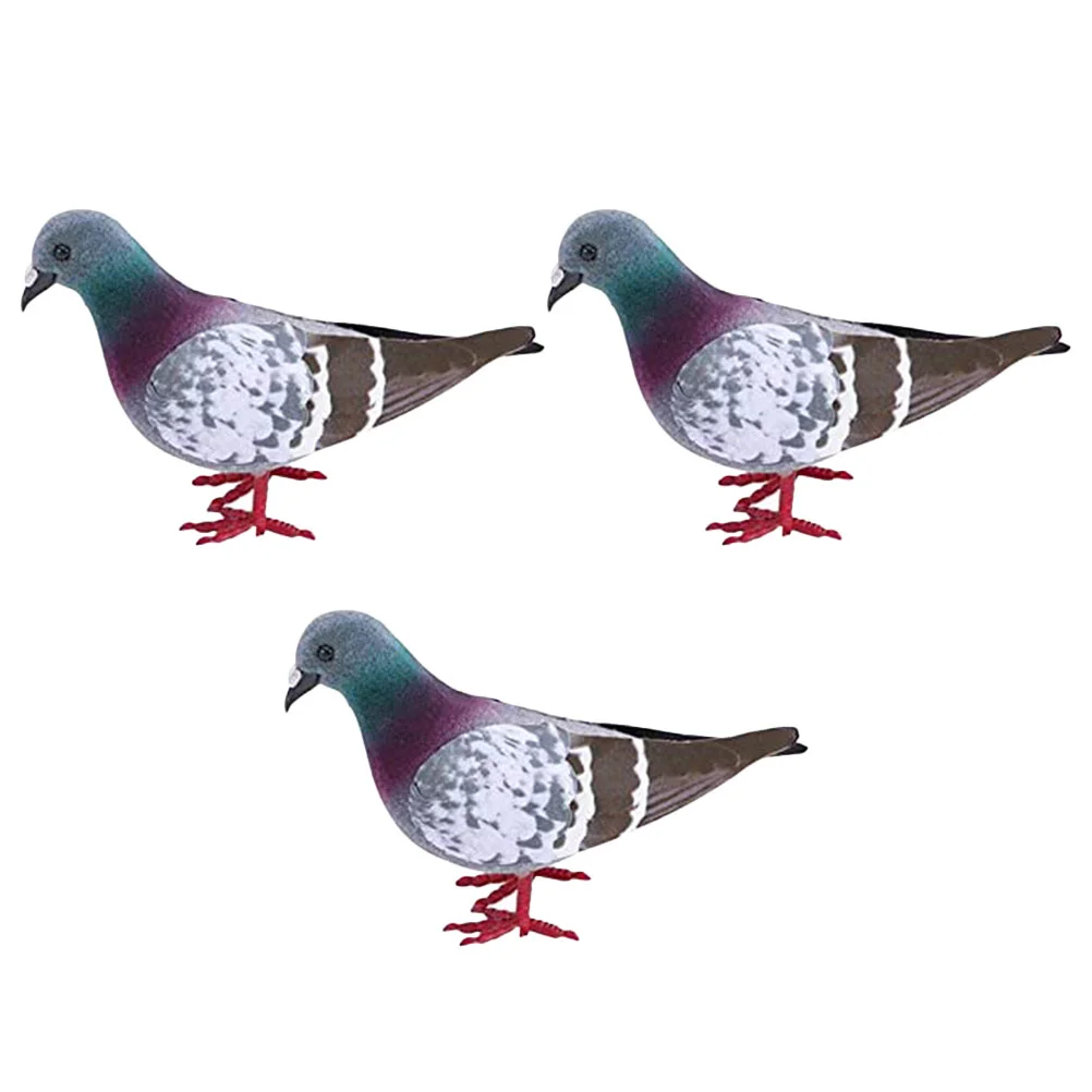

3 Pcs Micro Dove Figurine Miniature Garden Ornament Foam + Figures Decor Simulation Statue