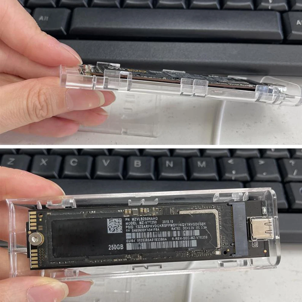 M.2 NVME PCIe NGFF SSD ̽,   M2 SSD ܺ Ŭ, USB3.1 C Ÿ ָ Ʈ ̺ ڽ, 2230-2280 M.2 SSD