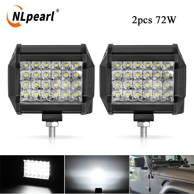 NLpearl 12V 24V Headlight Truck Tractor Boat SUV ATV Light 72W 144W Light Bar/Work Light 4x4 Spotlight LED Light Bar Fog Lamp