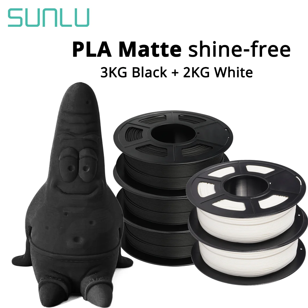 

SUNLU 5KG PLA Matte Filament Frosted Texture Shine-Free Printed Surface 1.75MM Odorless No Bubble Non-Toxic Arranged Neatly