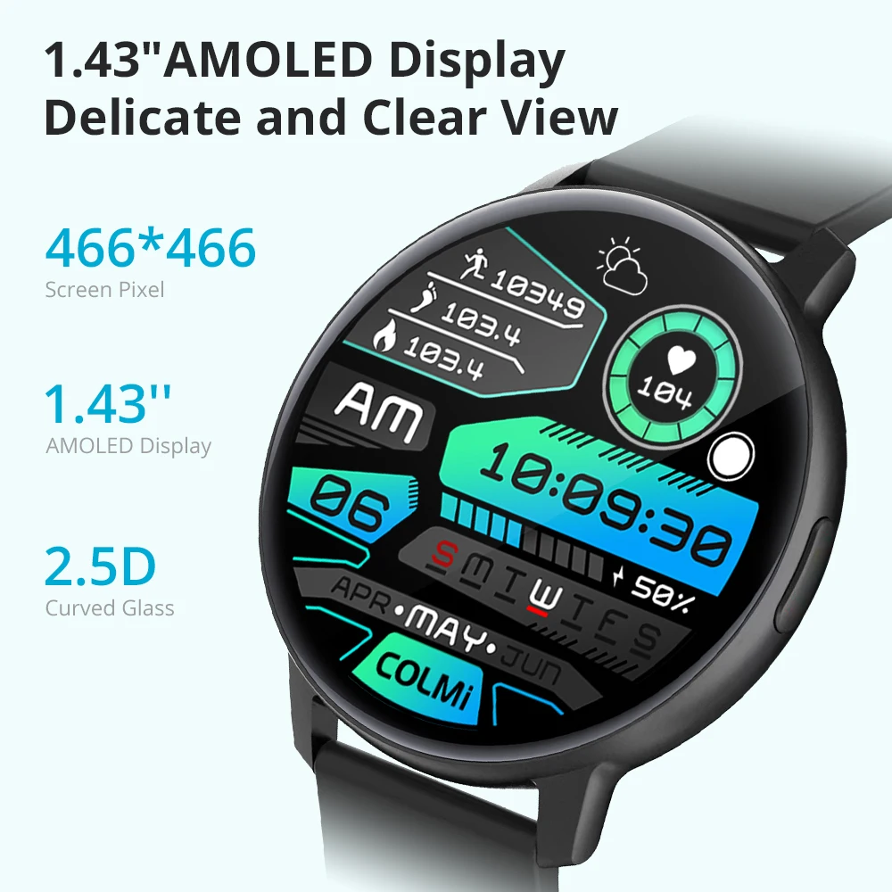 COLMI  Ʈġ, AMOLED ũ, 100  , 7  ͸ ,  ÷ Ʈ ġ, 1.43 ġ, I31