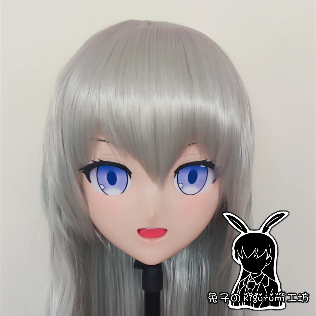 

(A55) Custom Handmade Full Head Mask with Backshell Cute Party Crossdressing Silicone Anime Ilyina Kigurumi Cosplay Mask