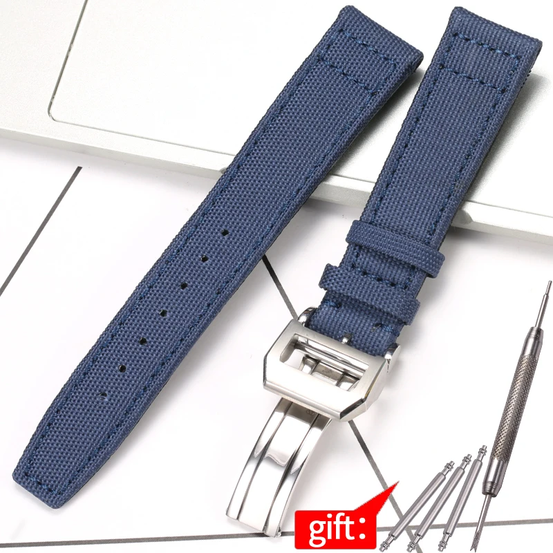 thumbnail image 1 of Accesorios para relojes Correa de lona para reloj IWC PILOT Portugal Portugieser IW3777 Correa de tela para reloj 20 21 22 mm Correa de piel de nailon, 1 of 5