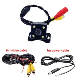 HD Night Vision Waterproof Rear View Camera with Video Cable and LED Backup Monitor (4 LED with cable)