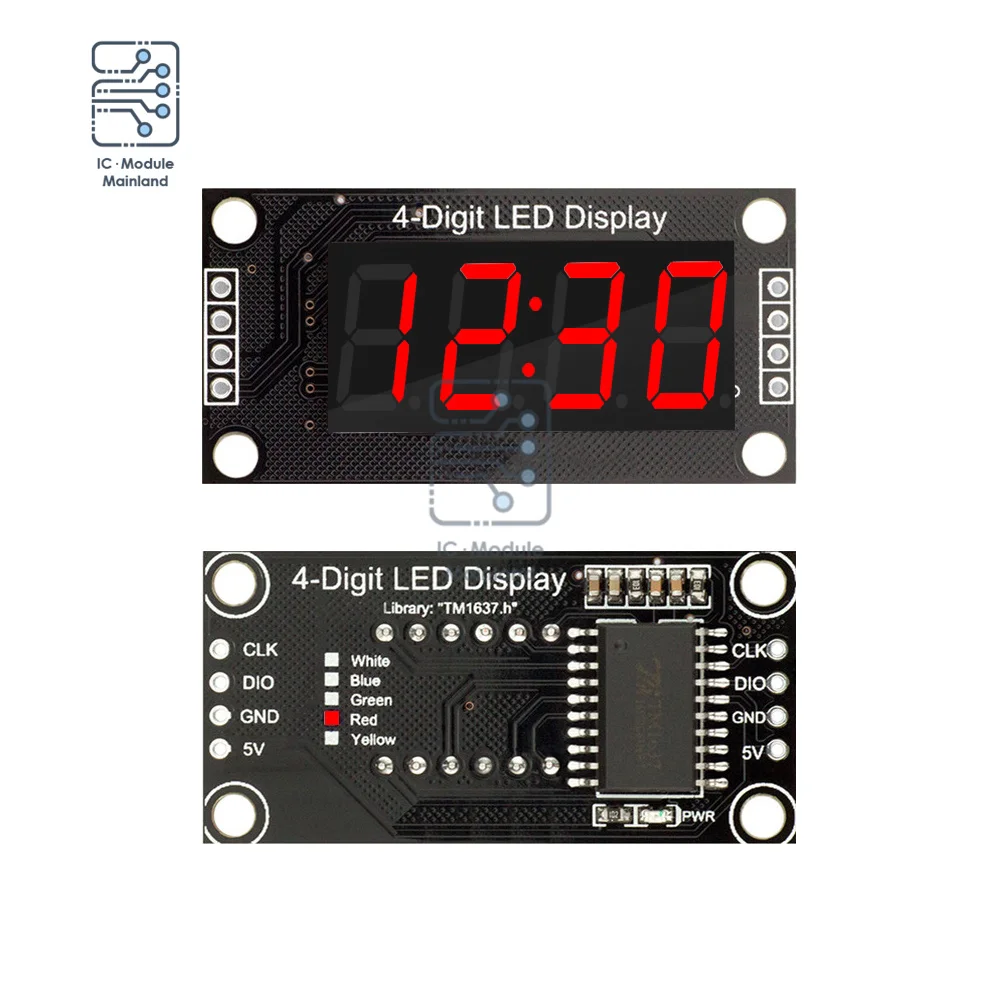 

TM1637 5V 0.36" Inch 7 Segments Digital Display Tube 4-Digit LED Module Board For Arduino Red Green Blue Module With Clock