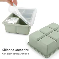 6-Cube Large Silicone Ice Tray with Lid for DIY Whiskey and Beverage Chilling (YH086RandomColor)
