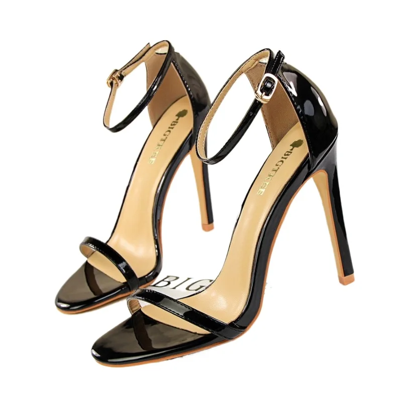 Summer Sexy Women High Heels Sandals Party Round Head Belt Buckle Buckle Viscose Shoes 11CM Heel Woman Dress Sandals Shoes Women High Heels Platform High Heels Sandals Ankle Buckle Sandals