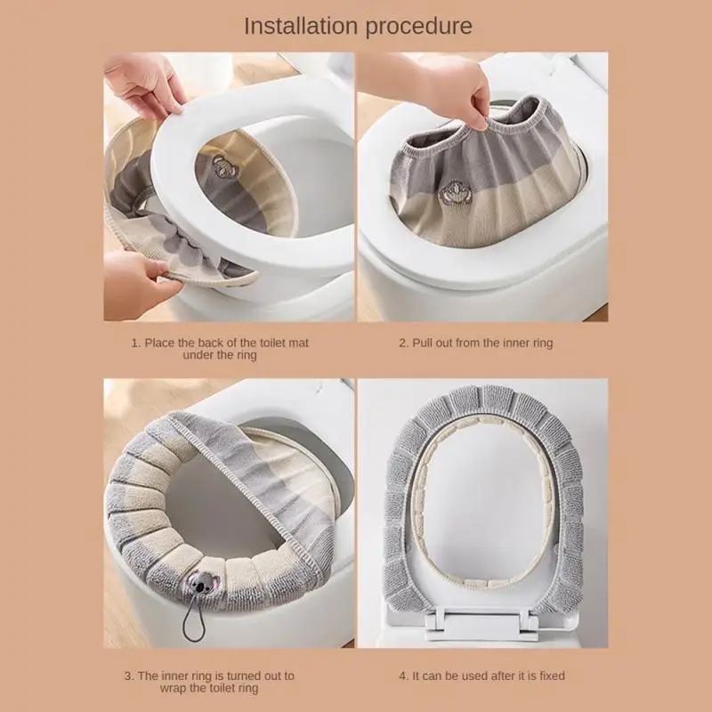 1Pc 욕실 변기 커버 부드러운 따뜻한 빨 매트 커버 패드 쿠션 시트